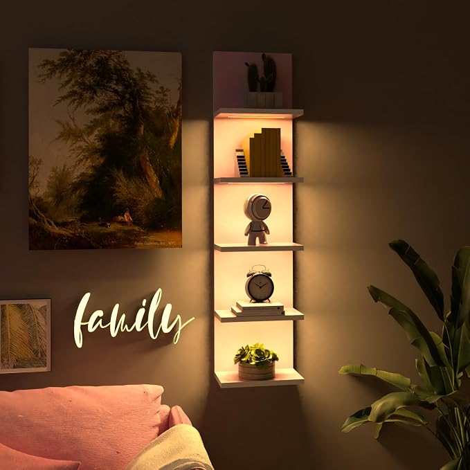 Homaterial 5 Tier Wall Shelf Unit, Modern Vertical Lack Wall Shelves - Image 7