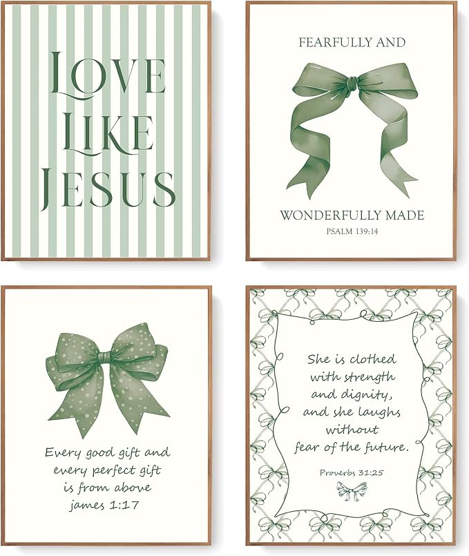 LARTSFRO Coquette Green Bow Jesus Wall Art Decor Posters, Olive Green Bow by Unknown