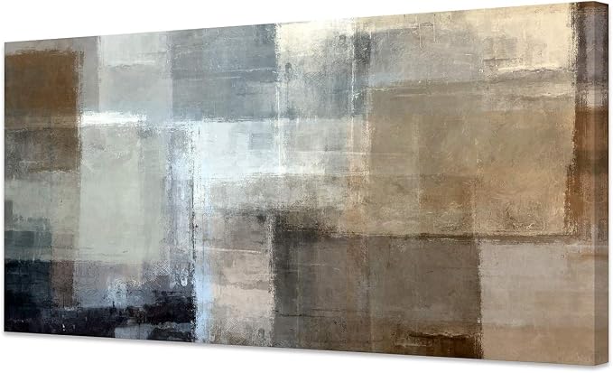 Baisuart Canvas Prints Abstract Wall Art Print Paintings Grey and Brown by Baisuart