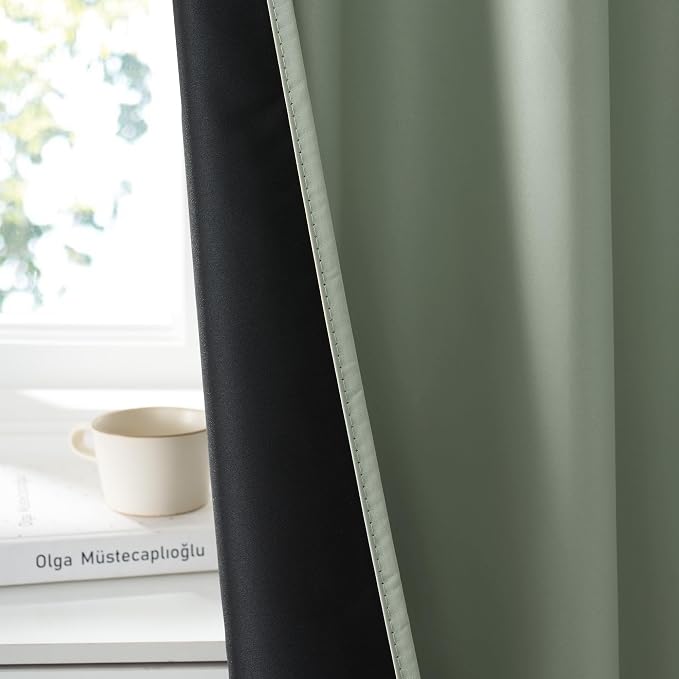 RYB HOME 100% Blackout Basement Curtains 36 inches Long, Heat & UV Blocking - Image 4