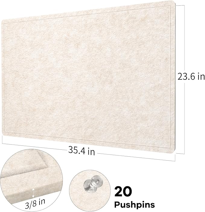 Lightomorrow Bulletin Board, 36 x 24 inches Felt Board - Image 4