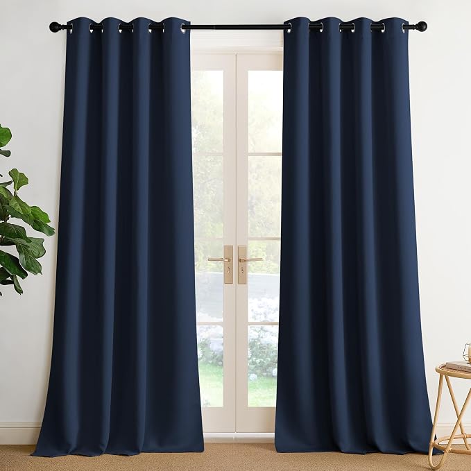 NICETOWN Room Darkening Draperies Curtains Panels, 2 Panels Navy Blue W52 x L108 by NICETOWN