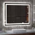 LED Bathroom Mirror, 40x32 Inch Gradient Front and Backlight Bathroom Vanity by VanPokins-GlobalHighEndLEDBathroomMirrorBrand