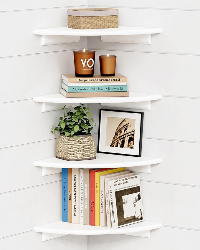 Forbena Corner White Floating Book Shelves by Forbena