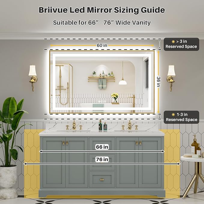 60x36 Inch LED Bathroom Mirror - Image 2