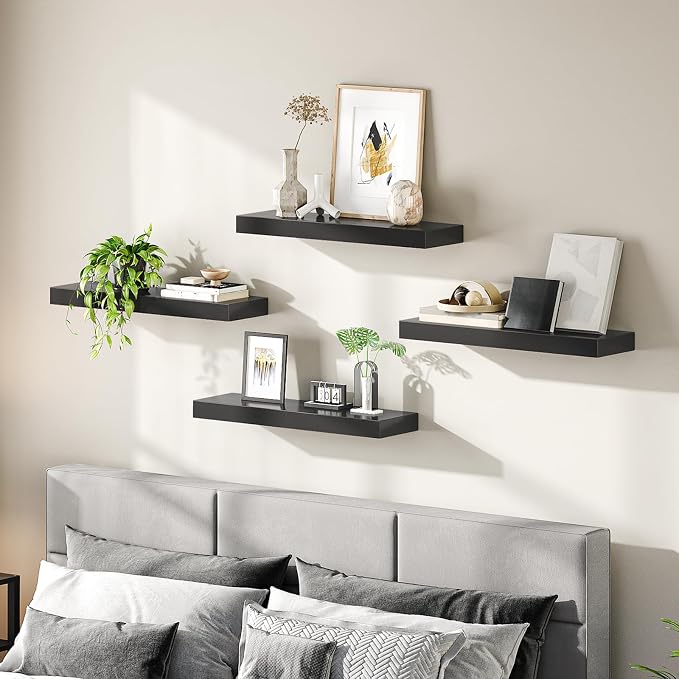 HOOBRO Floating Shelves for Wall, Wall Mounted Shelf Set of 2, 23.6" Hanging - Image 8
