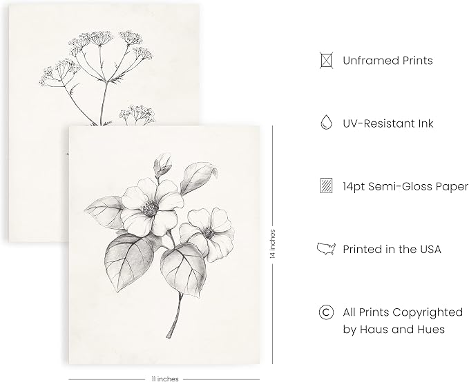 HAUS AND HUES Grey Floral Wall Art - Image 2