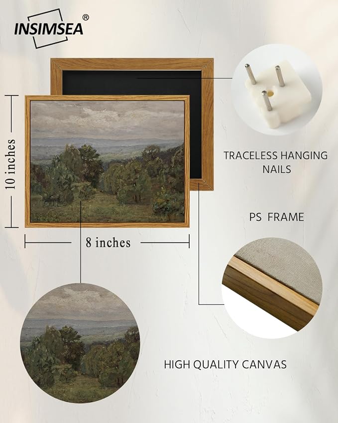 InSimSea Framed Canvas Wall Art, Vintage Landscape Art - Image 4