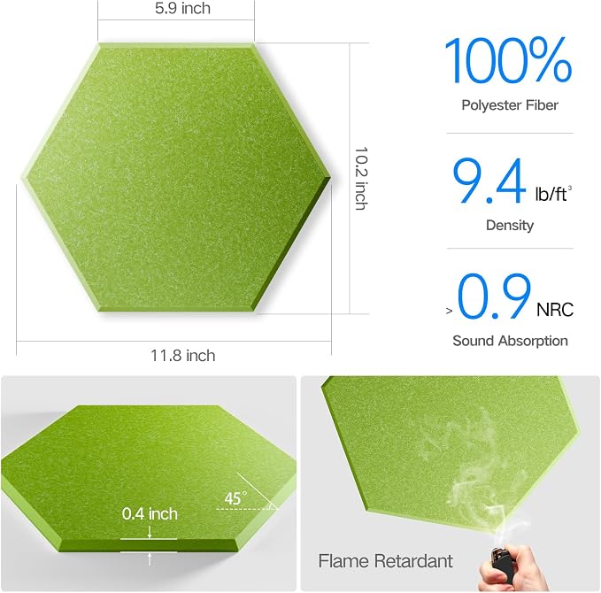 18 Pack Self-Adhesive Acoustic Panels 12" X 10" X 0.4" - Image 3