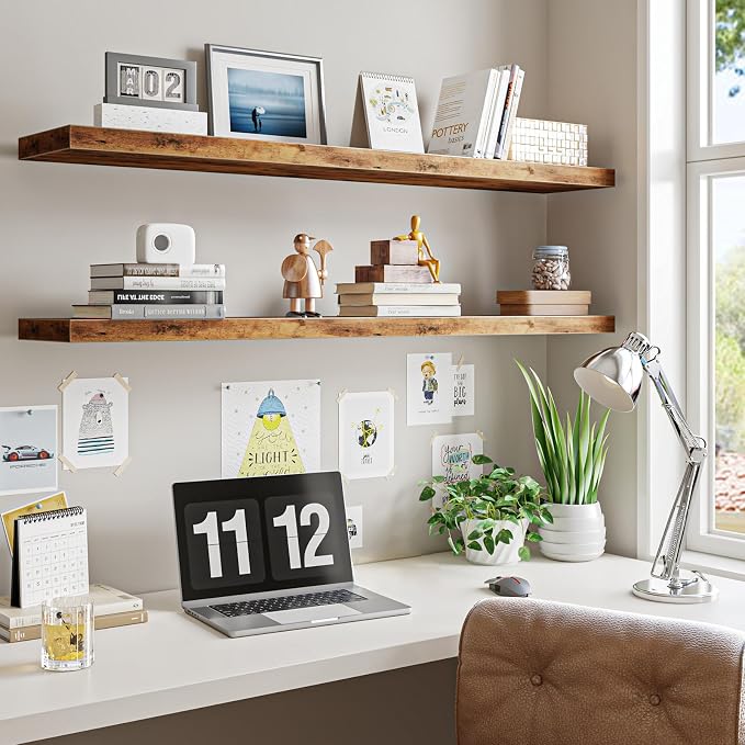 Fixwal Wood Floating Shelves for Wall, Bathroom and Kitchen, Wall Shelves for - Image 6