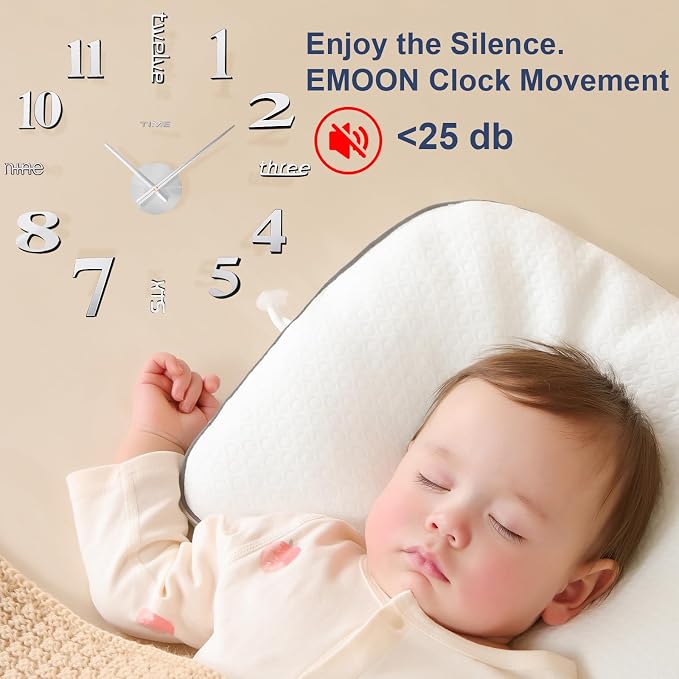 AILILIFE 20-28 Inch DIY Wall Clock 3D Frameless Silent Non-Ticking, Modern - Image 2