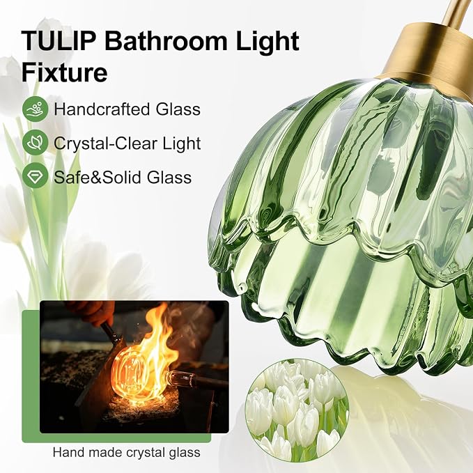 2-Light Bathroom Vanity Light, Brushed Gold Vanity Wall Light Over Mirror - Image 3