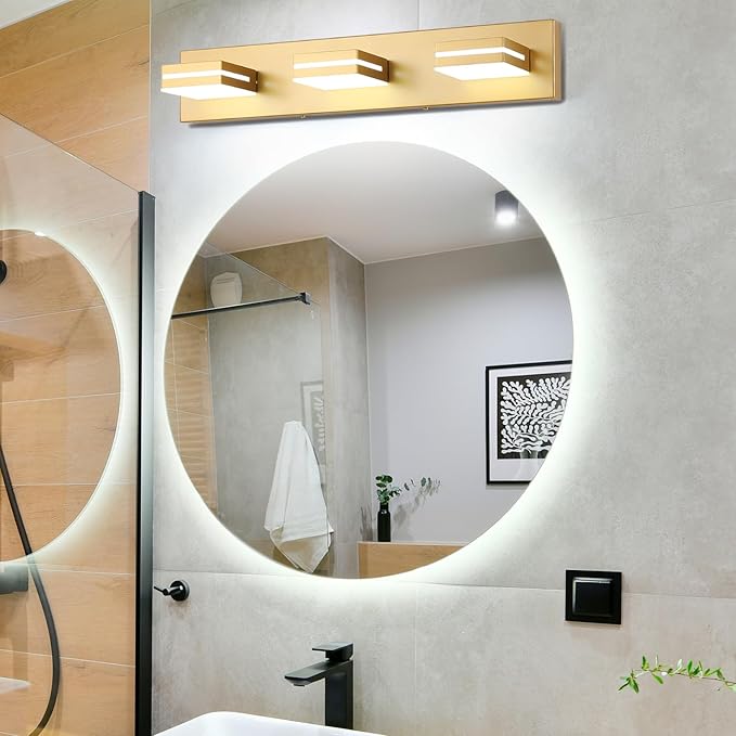 SineRise LED Modern Bathroom Vanity Light Fixtures, Matte Gold Modern Acrylic - Image 7