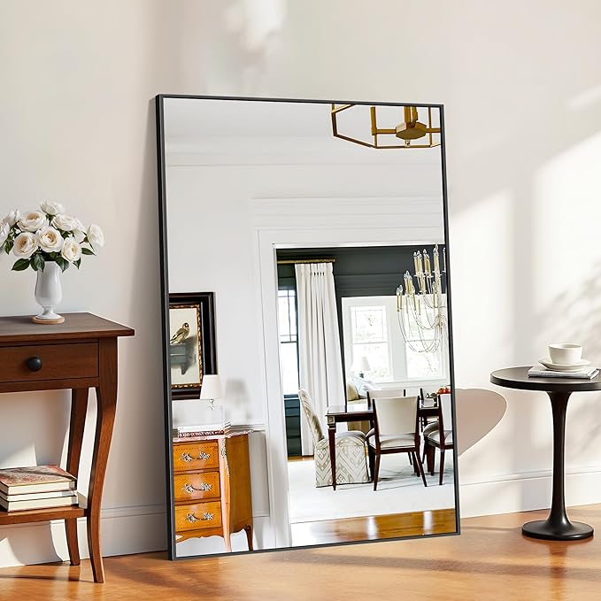 KOCUUY 60x40 Inch Large Black Wall Mounted Mirror, Aluminum Framed Decorative - Image 4