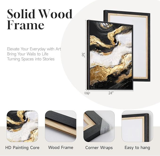Framed Gold Abstract Wall Art Set of 2 - Image 5