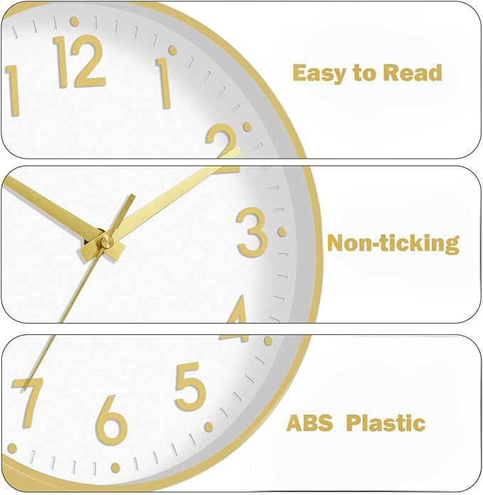Mosewa Wall Clock 10 Inch, Battery Operated Silent Non-Ticking Modern Analog - Image 7