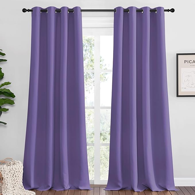 NICETOWN Lilac Purple Blackout Curtains 90" Long by NICETOWN