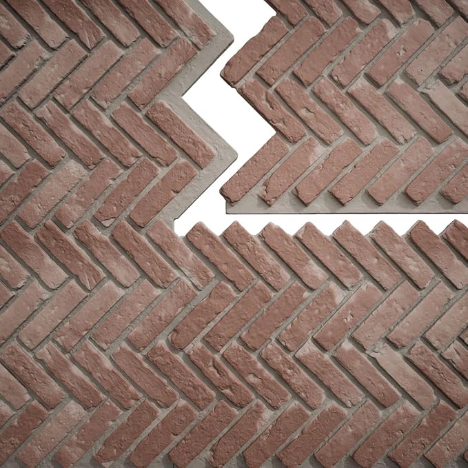 EverStone Herringbone Faux Brick Panel, 46 1/2"W x 25 1/4"H x 1"D, Old Chicago - Image 9