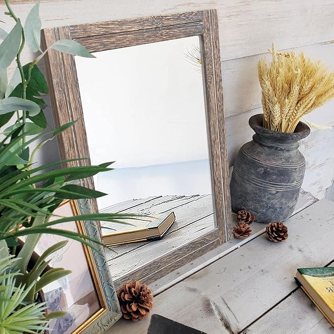 AAZZKANG Mirror with Wood Framed Rectangle Rustic Wall Mirrors Decor Large - Image 6
