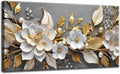 Large Living Floral Canvas Wall Art Gold White Plant Abstract Decor painting by TXNXFKSUWallArt