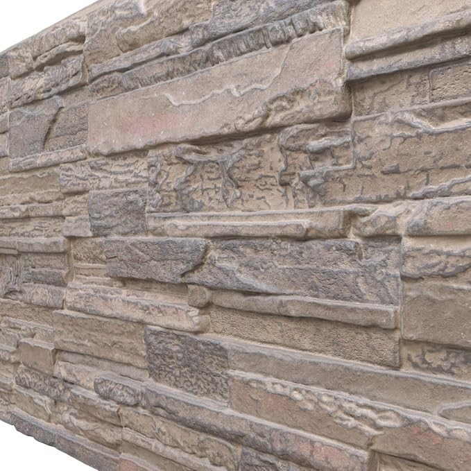 EverStone Cascade Faux Stone Panel, 48 5/8"W x 24 3/4"H x 1 1/4"D, Polermo Color - Image 7