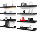 RICHER HOUSE 8 Set Black Floating Wall Mounted Shelves, Nursery Hanging Book by RicherHouse