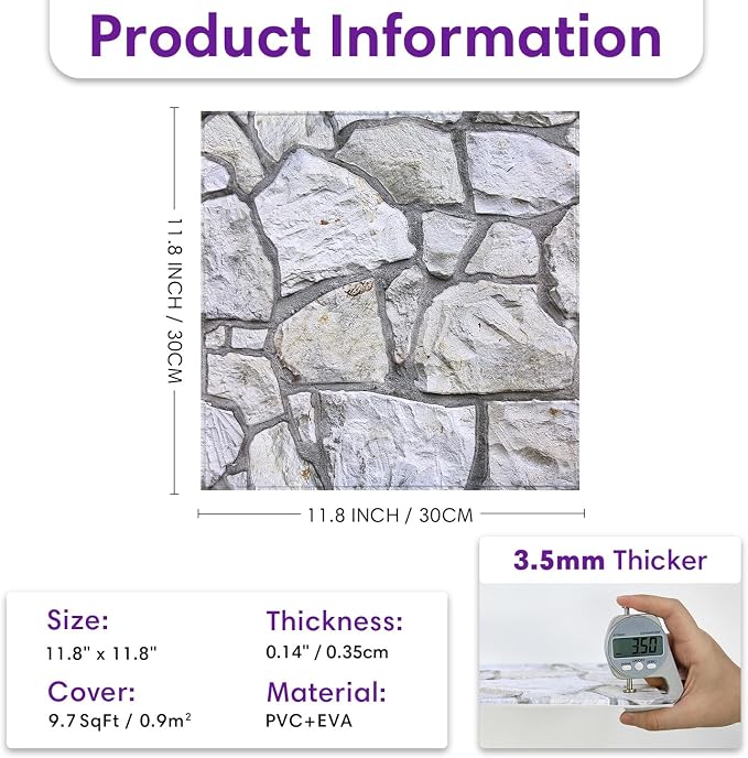 3D Faux Stone Wall Panels Peel and Stick, Stone-Look Textured Wall Sticker - Image 4