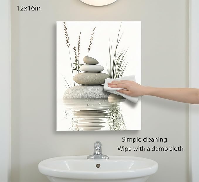 KBIERQN Zen Stone Canvas Wall Art Stacked Stones in Water Poster Print Tranquil - Image 5