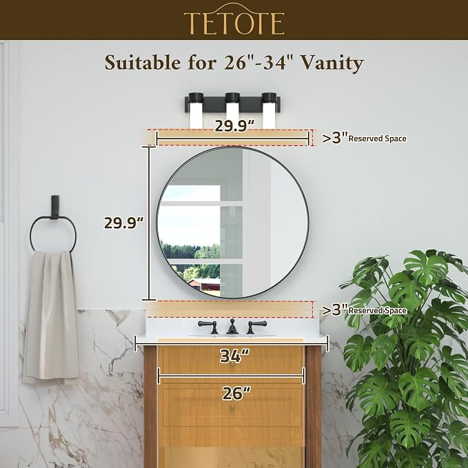 TETOTE Silver Round Mirror for Bathroom, 30 Inch Modern Circle Mirrors - Image 2