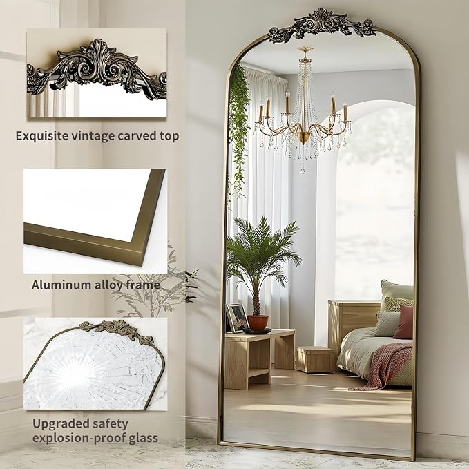 Dewfig Arched Full Length Mirror, Floor Mirror - Image 5
