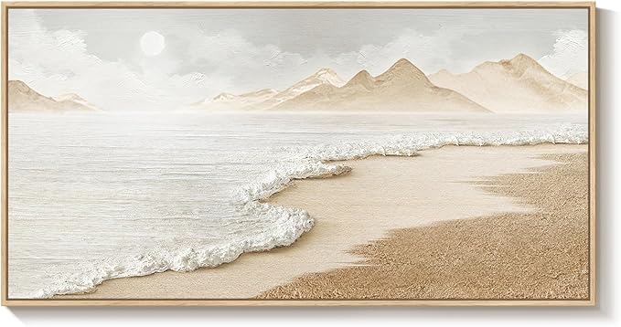Framed Neutral Coastal Beach Wall Art by Cuspin