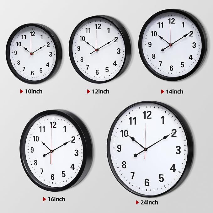 LEIKE Metal Wall Clock 14IN Black, Retro Silent Quartz Battery Operated - Image 3