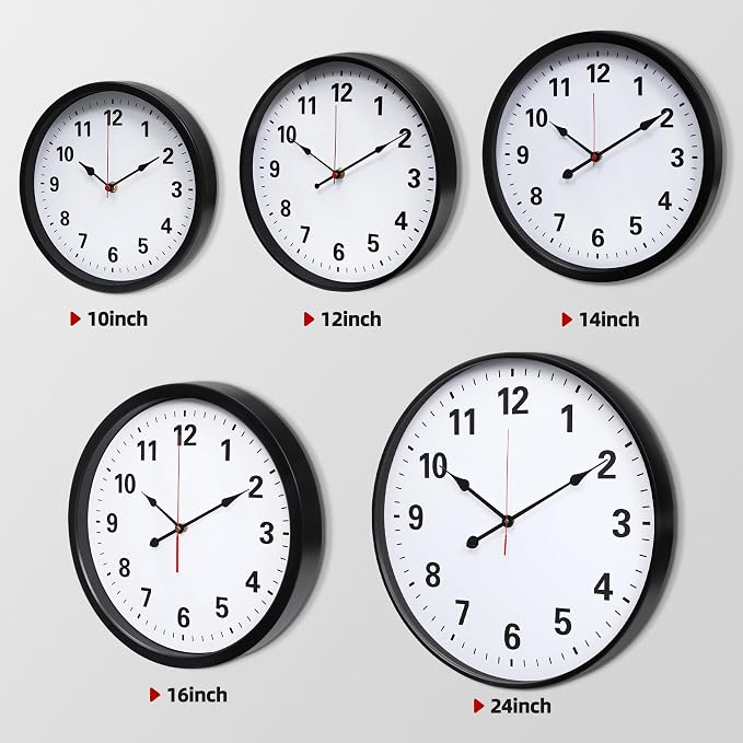 LEIKE Metal Wall Clock 10IN Black, Retro Silent Quartz Battery Operated - Image 3