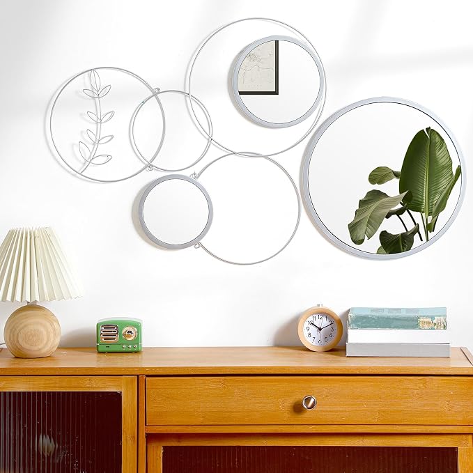 Hicarer Wall Mirror Decorative 41.34'' x 17.72'' Round Modern Metal Wall - Image 4