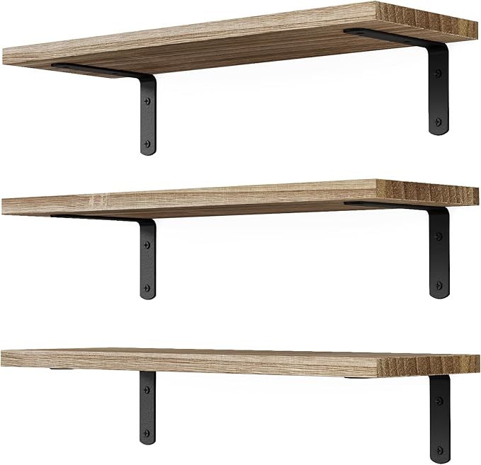 DOLLFIO Floating Shelves, 3 Sets Wall Shelves, Wooden Floating Shelves by DOLLFIO