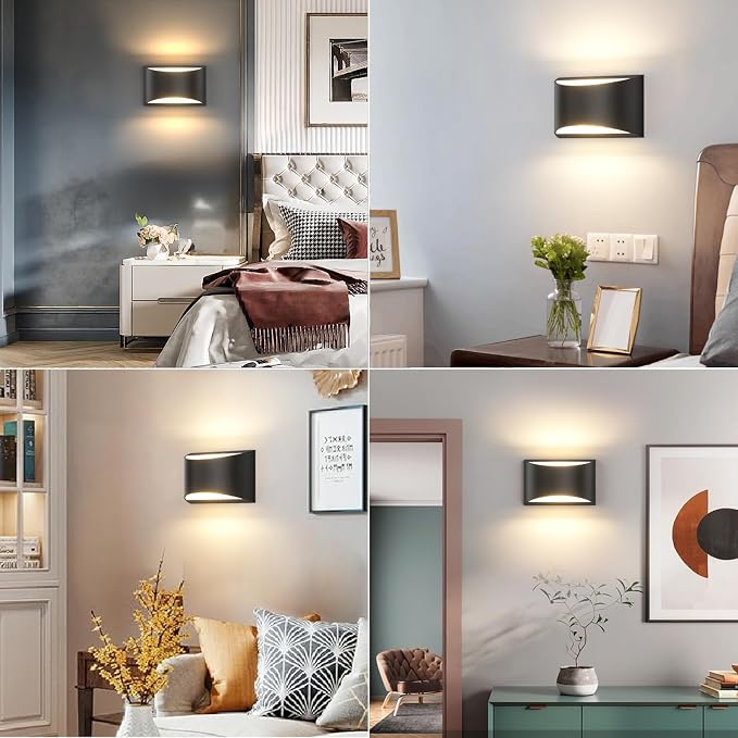 Aipsun 4 Pack Black Modern LED Wall Sconce Hardwired Indoor Wall Lights Up and - Image 8