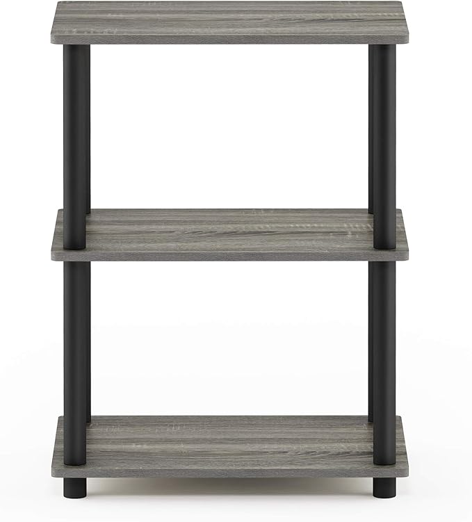 Furinno Turn-N-Tube No Tool 3-Tier Storage Shelf, French Oak Grey/Black - Image 5