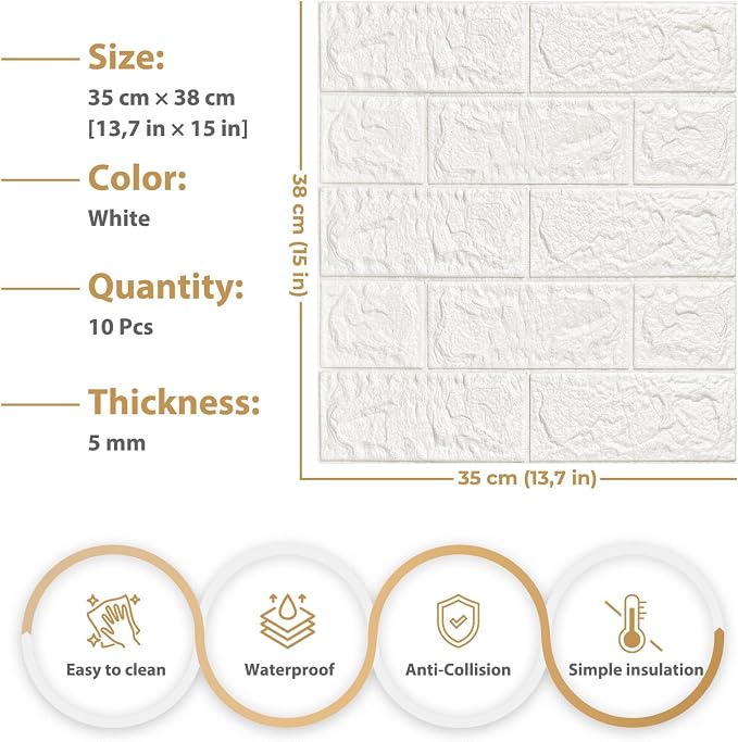 JOLOV 10 PCS 3D Wall Panels Peel and Stick - Image 3