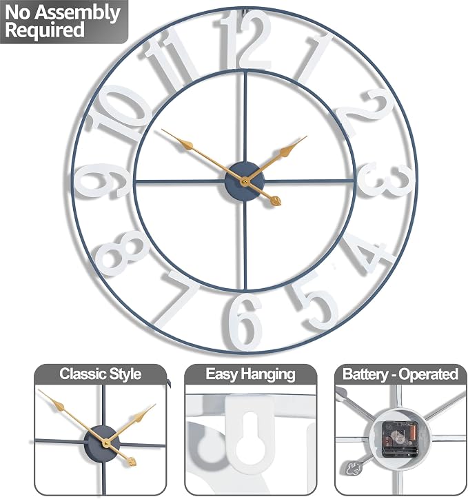 Sorbus Large Wall Clock for Living Room Decor - Image 4