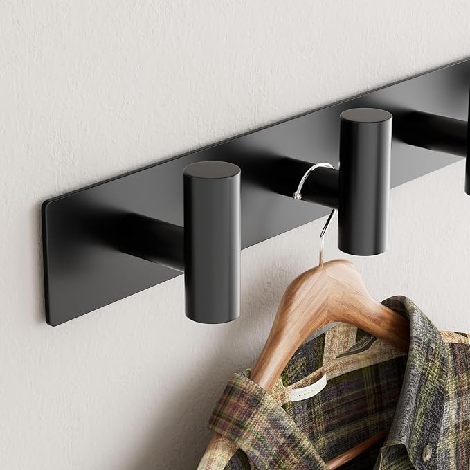 GWAAZXGZ Black Wall Mounted Coat Rack – 5 T-Shaped Pegs - Image 4