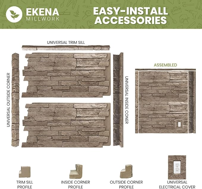 EverStone Herringbone Faux Brick Panel, 46 1/2"W x 25 1/4"H x 1"D, Old Chicago - Image 13
