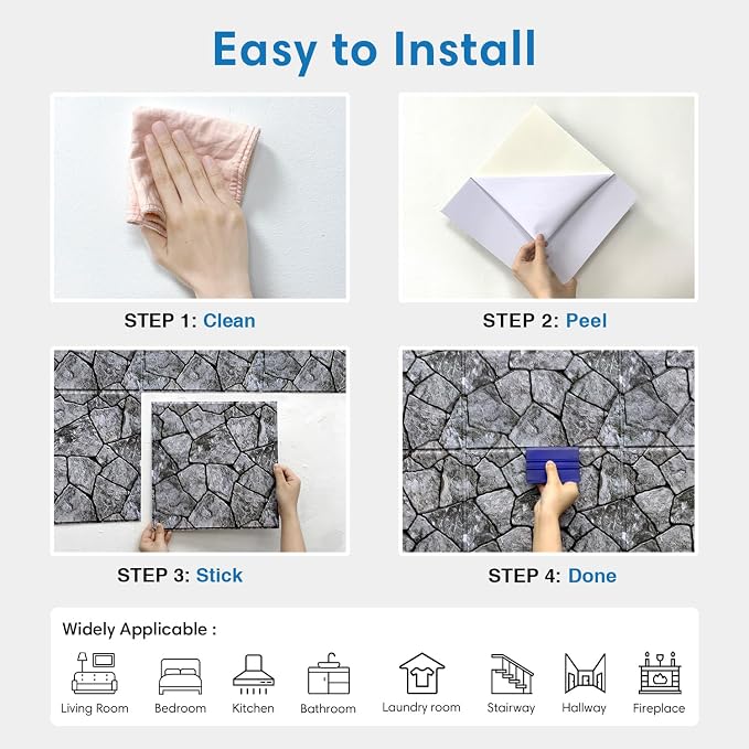 COMSTICKC 3D Faux Stone Wall Panel Peel and Stick Wall Tiles, Ultra-Light Thin - Image 8