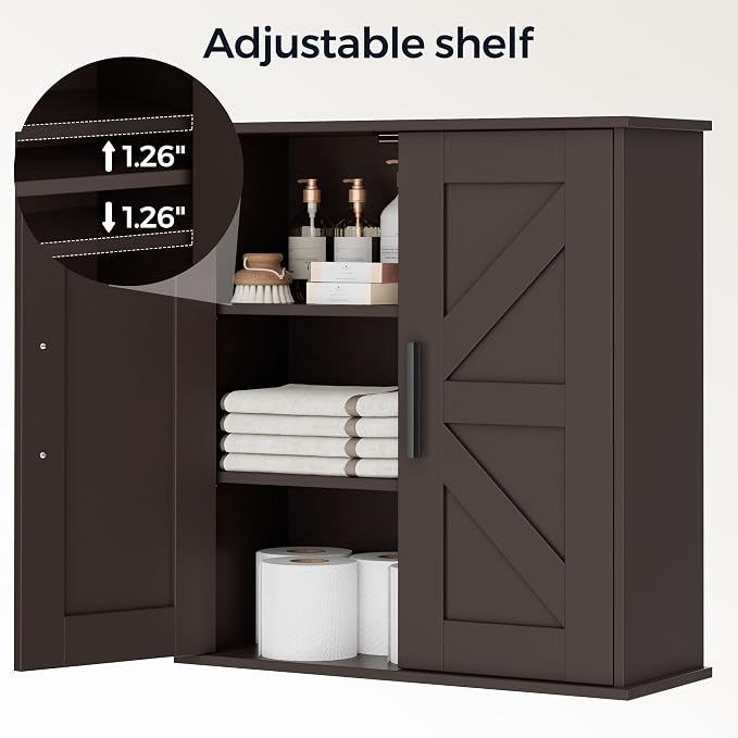 Homleke Bathroom Wall Cabinet, Over Toilet Storage Cabinet - Image 5