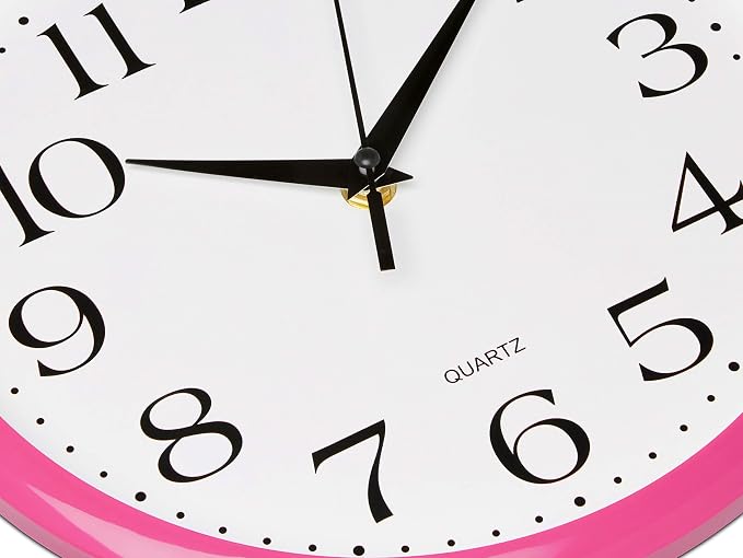 Bernhard Products Pink Wall Clock 10 Inch Silent Non Ticking Battery Operated - Image 2