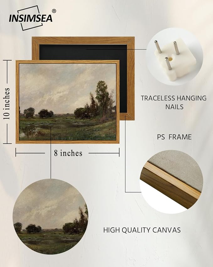 InSimSea Framed Canvas Wall Art, Vintage Landscape Art - Image 4