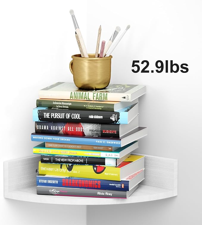 Alsonerbay White Corner Shelf Wall Mount, Large Wooden Shelves - Image 8