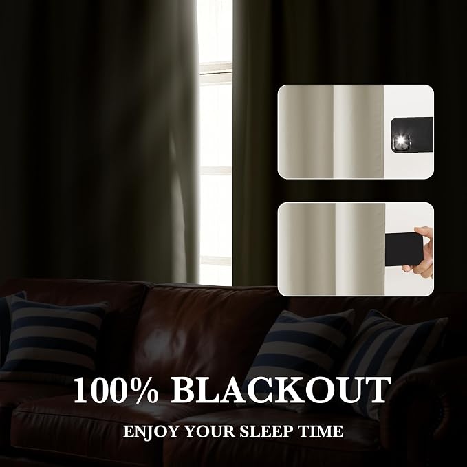 RYB HOME 100% Blackout Basement Curtains 30 inches Long, Heat & UV Blocking - Image 5