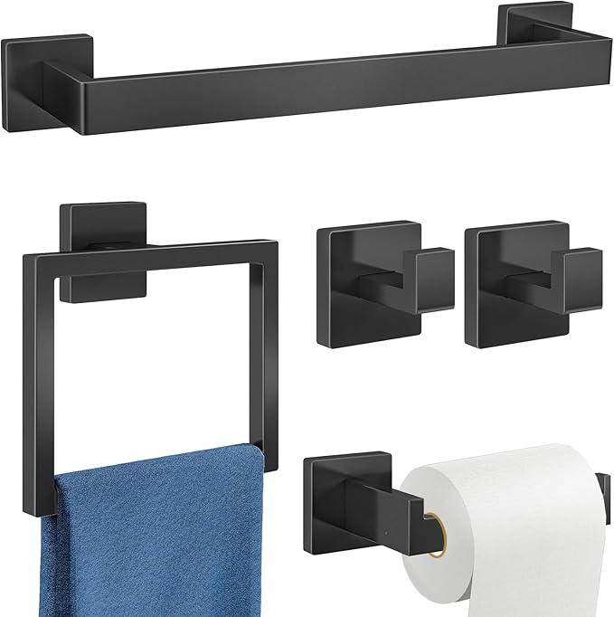 Gypie 5-Piece Bathroom Hardware Accessories Set, Towel Racks by GypieHouseware