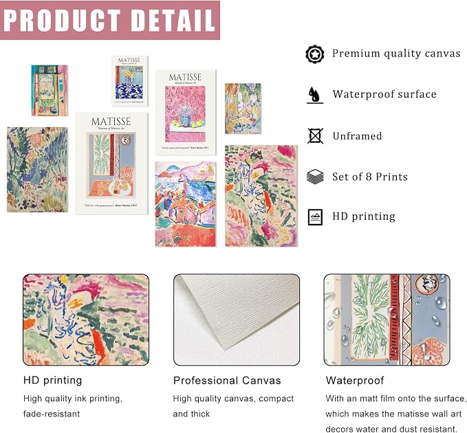 uniro Matisse Wall Art Prints, Matisse Eclectic Wall Decor, Henri Matisse - Image 7