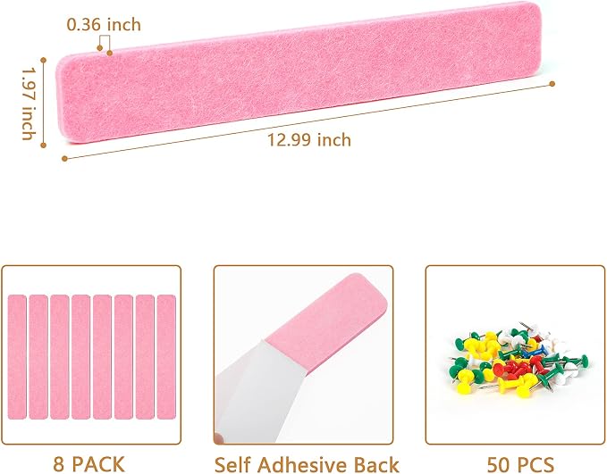 8 Packs Felt Pin Board Bar Strips Bulletin Board - Image 4
